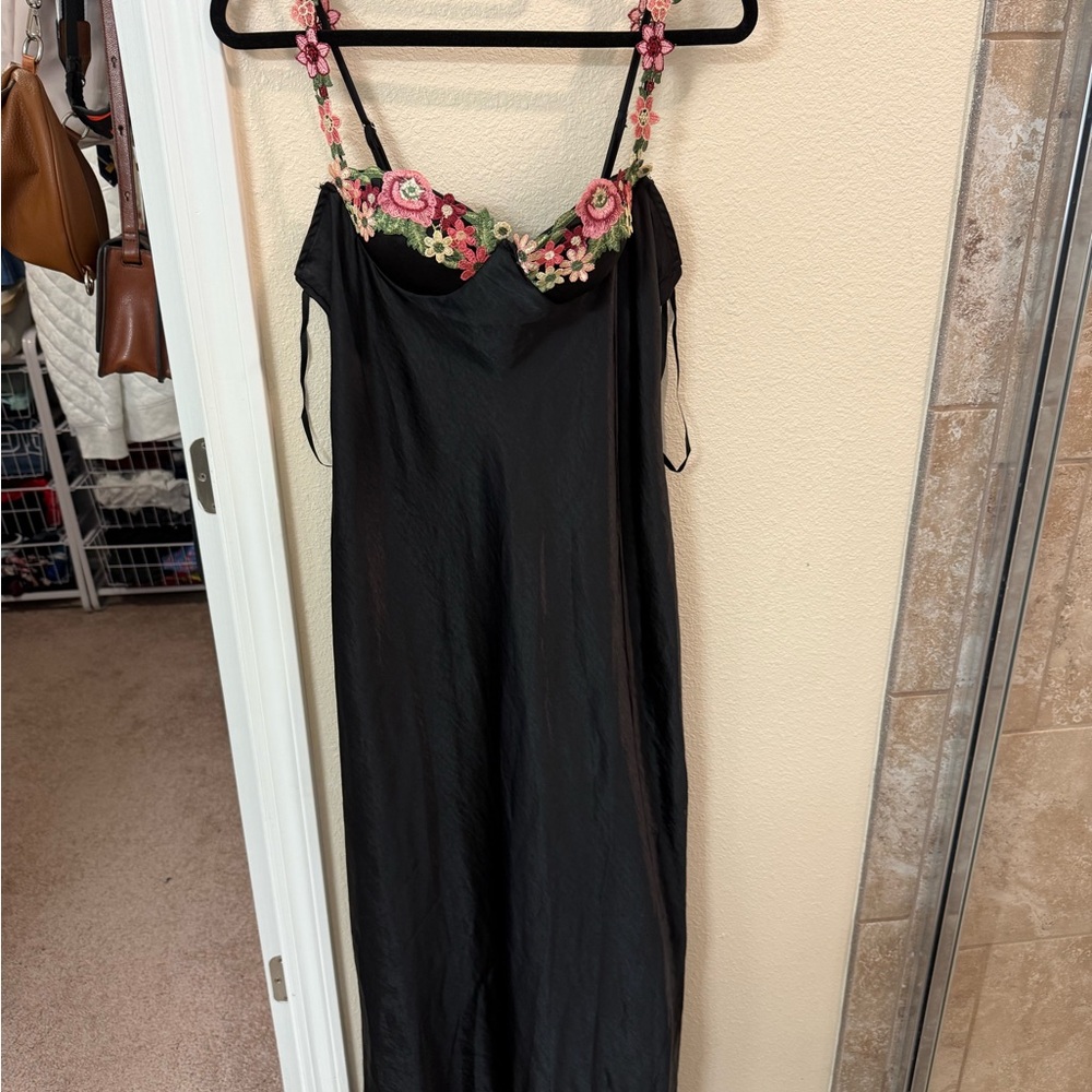ShowPo Black Dress Formal Maxi Dress with Colorful Embroidery